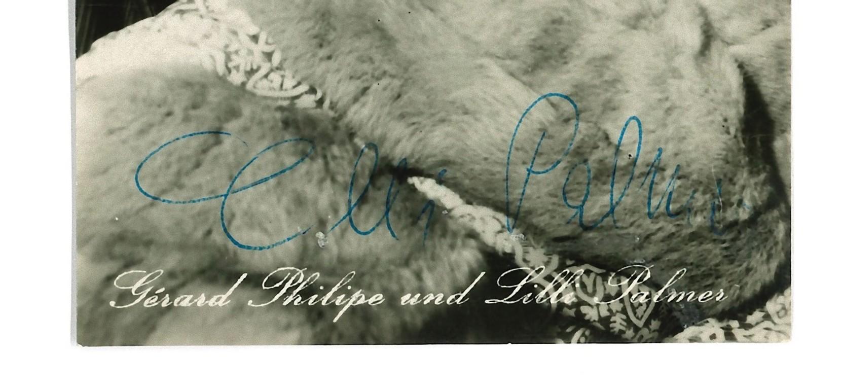 Affiche autographe Portraiir of Grard Philipe und Lilli Palmer - b/w Postcard - années 1960 - Art de Unknown