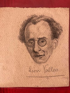 Portrait of Musicologist Léon Vallas - Original Drawing - Mid-20th Century