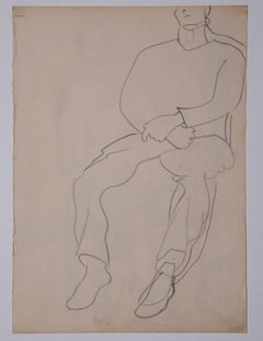 Portrait of Man - Drawing on Paper - Mid-20th Century