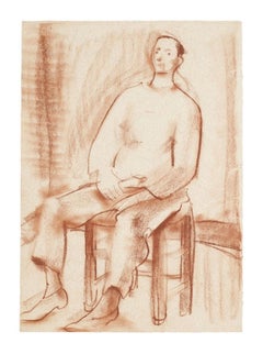 Portrait of Man - Original Drawing on Paper - Mid-20th Century