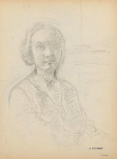 Portrait d'une femme - dessin original au crayon de S. Fontinsky - milieu du 20e siècle