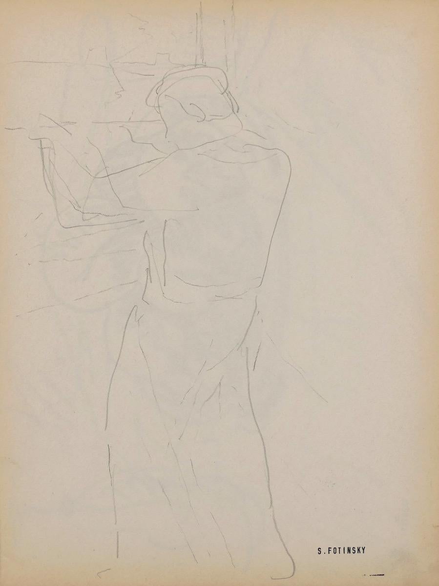 Figure of a Man is an original sketch pencil drawing realized by Serge Fontinsky (1887-1971) in the half of the 20th Century. 

Good conditions, minor cosmetic wear.

Hand-signed on the lower margin. 

Serge Fontinsky (1887-1971). Painter,
