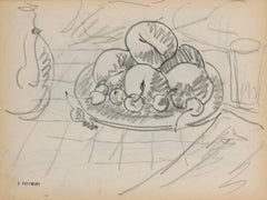Fruit Basket - Original Pencil by Serge Fontinsky - Mid-20th Century