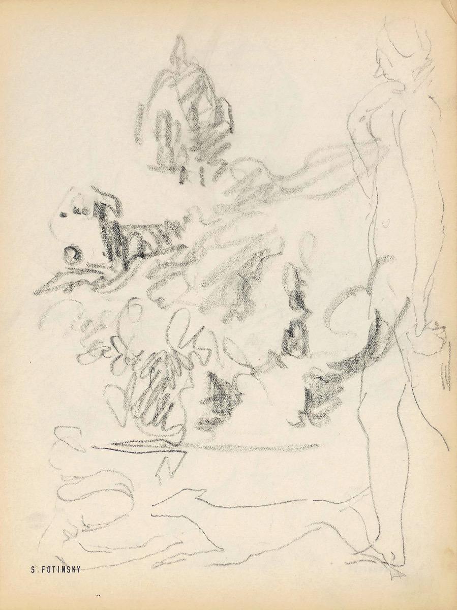 Sketch is an original sketch pencil drawing realized by Serge Fontinsky (1887-1971) in the half of the 20th Century. 

Good conditions, minor cosmetic wear.

Hand-signed on the lower margin. 

This artwork is part of an original notebook containing