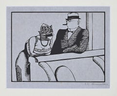 The Conversation - Woodcut by Hermann-Paul - 1920s