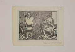 La conversazione - Stampa xilografica di A. Hermann-Paul - 1920