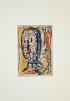 Portrait - Mixed Media on Paper by Frick Mueller - Late 20th Century