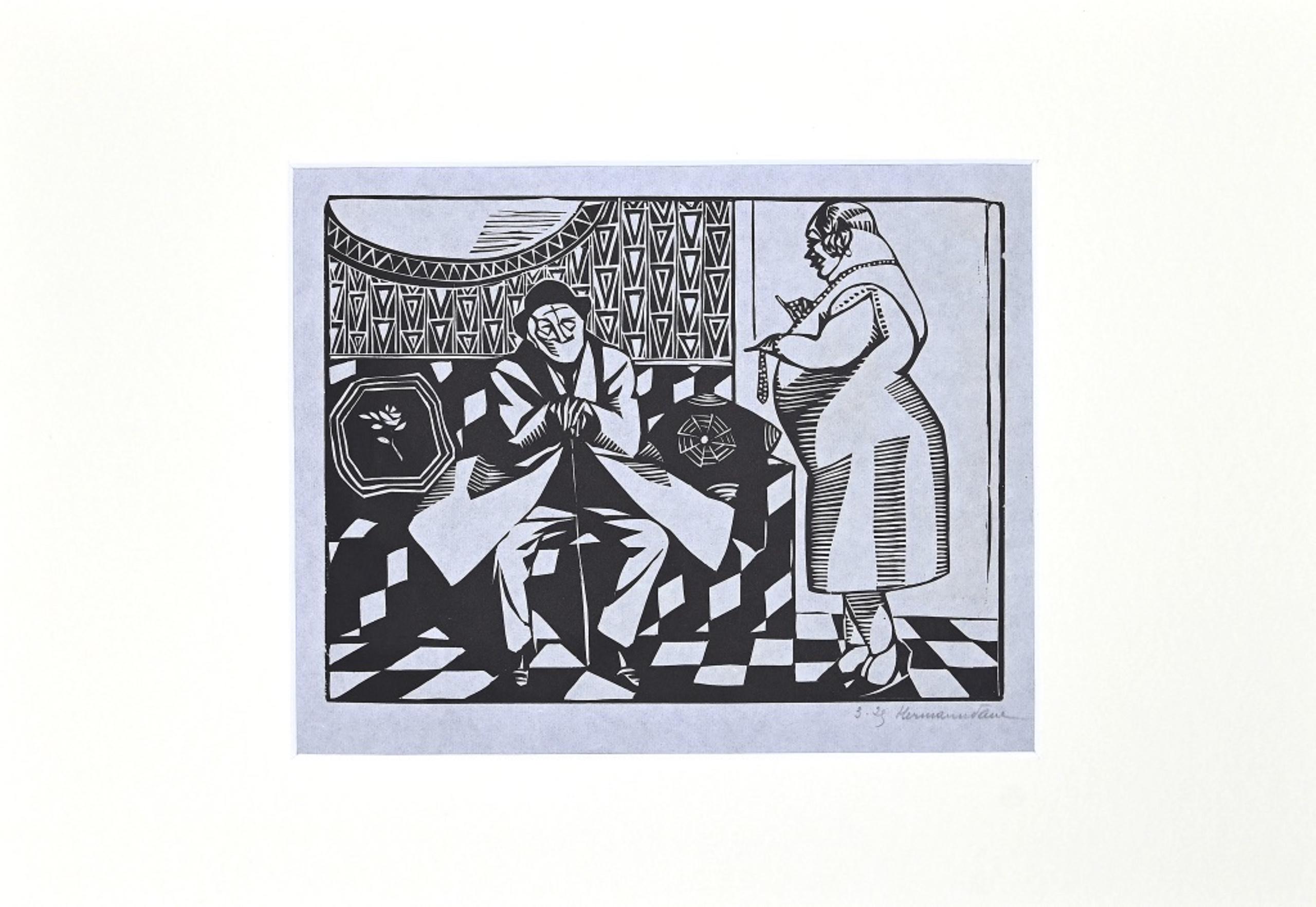 The Wait is an original Modern artwork realized by Hermann-Paul (Paris,1864 – 1940).

Original Woodcut on paper. 

Hand-signed in pencil on the lower right corner.

Passepartout is included; dimensions: 34 x 49 cm.  Image Dimensions: 18 x 24