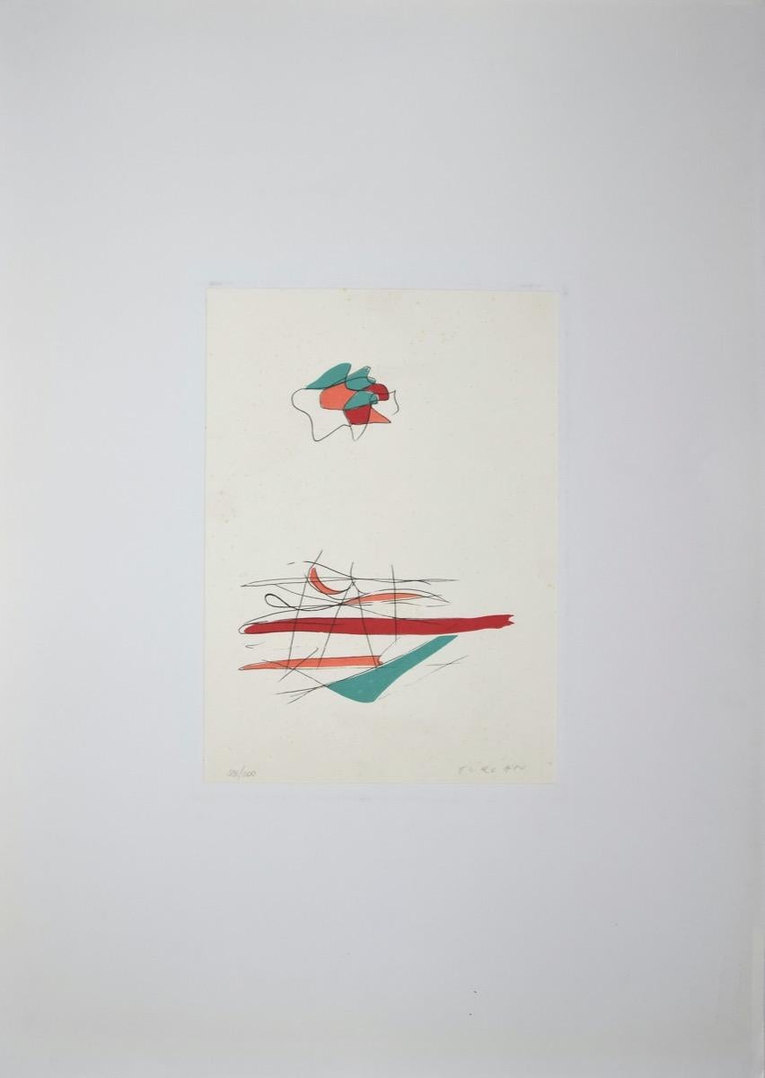 Abstract Composition is an original colored lithograph realized by the italian artist Giulio Turcato.

Hand-signed in pencil on the lower right.

Numbered on the lower left margin, 56 of 100 prints.

Good conditions. Includes a passepartout: 70 x 50