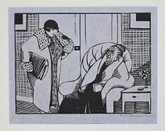 Die alte Frau – Holzschnittdruck von Hermann-Paul – 1925
