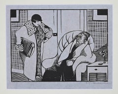 La vieille femme - Gravure sur bois de Hermann-Paul - 1925