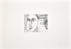 Face and Houses - Original Etching by Macci - 1970s