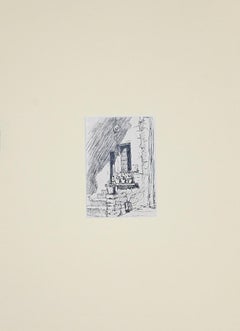 Glimpse of a House - Original China Ink - Mid-20th Century