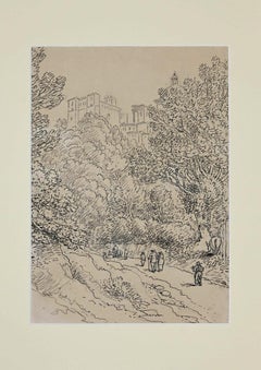 On the road to Lanciano - Original China Ink - 18th Century