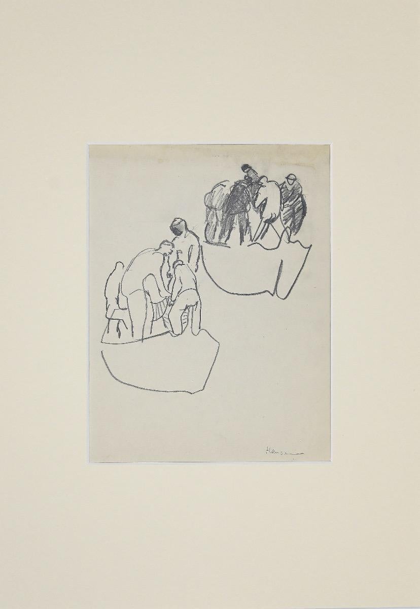 Sailors - Original Drawing by Herta Hausmann - 1950s
