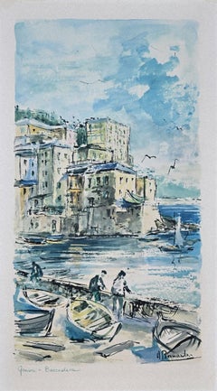 Genova - Boccadasse - Vintage Offsetdruck von A. Barnuvitor - 20. Jahrhundert