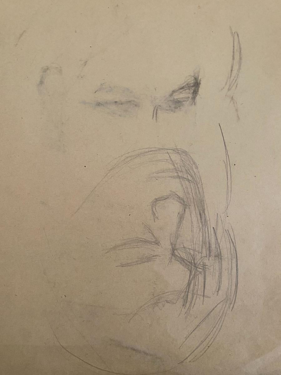 Retrato - Dibujo original a lápiz de R. Cazanove - 1940 - Art de Raymond Cazanove