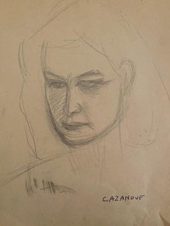 Portrait - Original Pencil Drawing by R. Cazanove - 1940