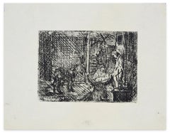 Used Nativity - Original Etching by R. Cazanove - 1945