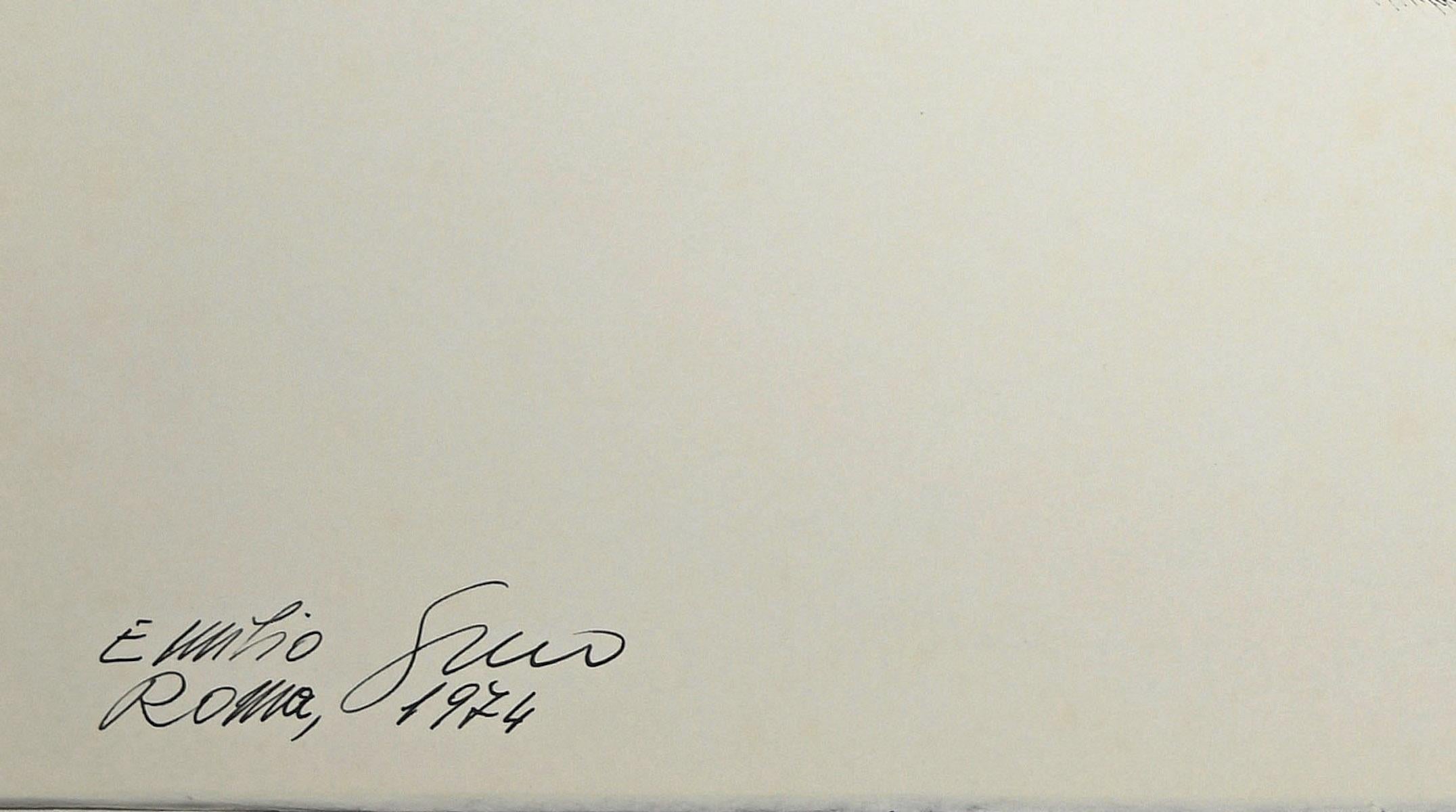 Peinture à l'encre de Chine nue froncée par E. Greco, 1974 - Art de Emilio Greco