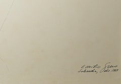 Lying Nude - Original China Ink Drawing by E. Greco - 1969