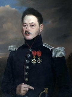 Military Portrait - Oil Painting by Henri Valton - 1850 ca.