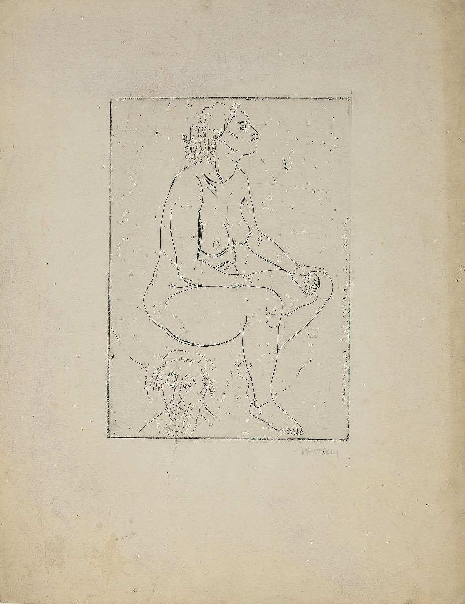 Nudo di donna - Acquaforte di Marcel Homs - 1939