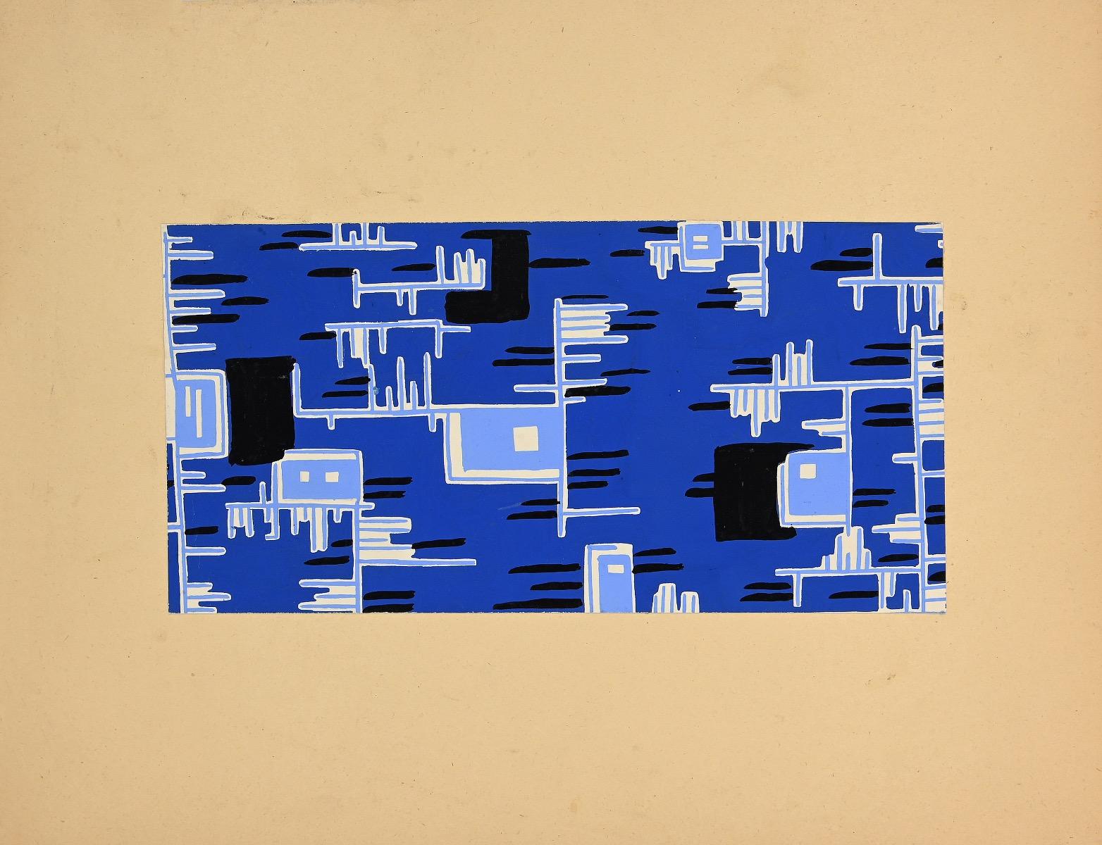 Abstrakte Komposition – Original Mixed Media von Jean Delpech – frühes 20. Jahrhundert
