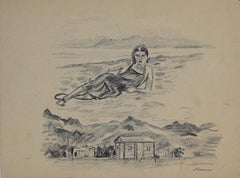 Figures - Original Pencil Drawing by Mino Maccari - Mid-20th Century