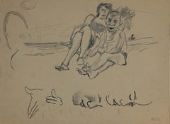 Figures - Pencil Drawing by Mino Maccari - Mid-20th Century