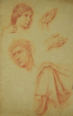 Anatomical Studies - Original Pencil Drawing - 19th Century