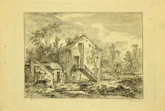 Country Houses - Original Etching by Baron De Thiers - 1760s