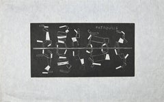 Patrouille - Woodcut by Michel Seuphor - 1969