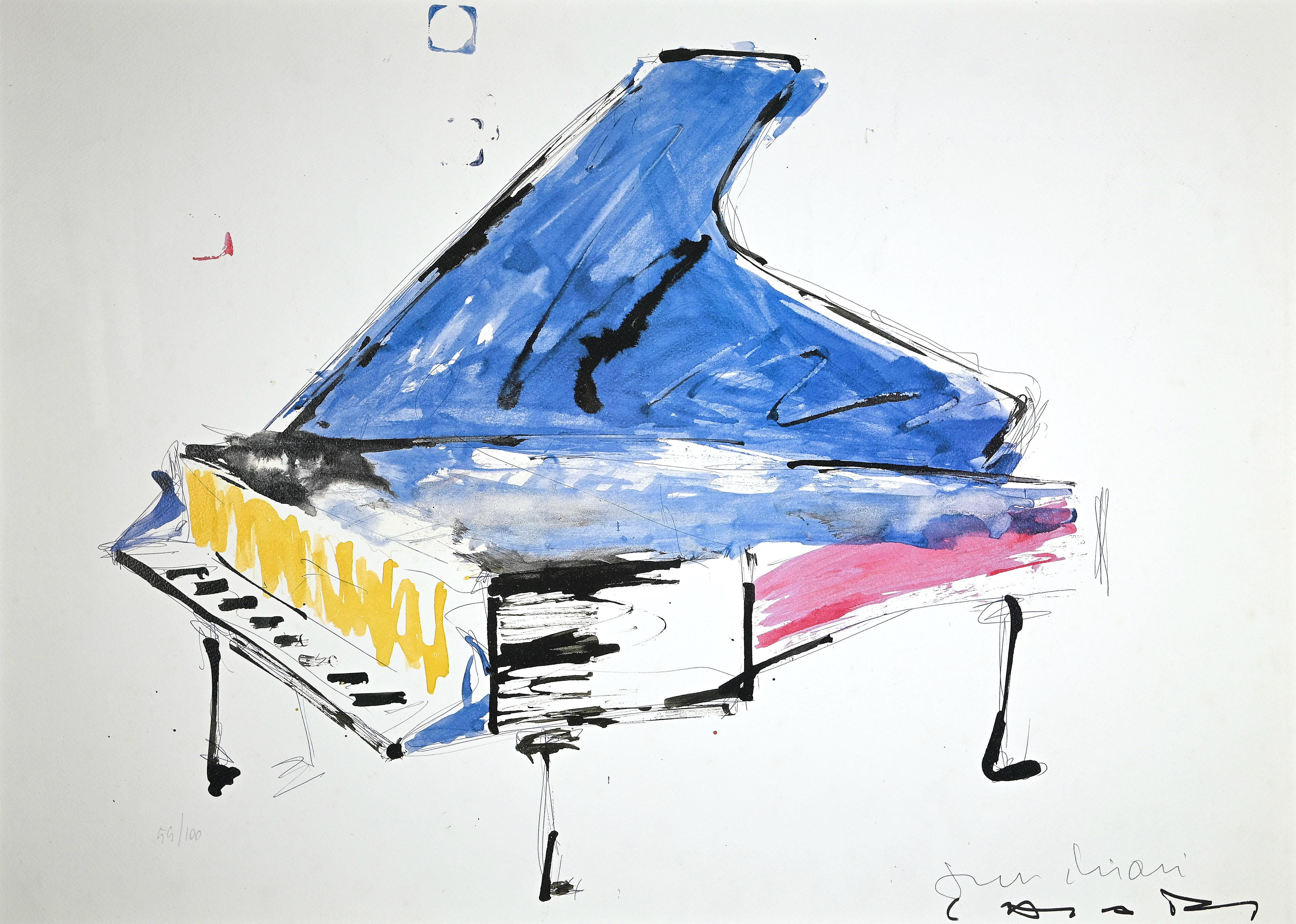 Fluxus-Klavier  Lithographie von Giuseppe Chiari – Ende des 20. Jahrhunderts