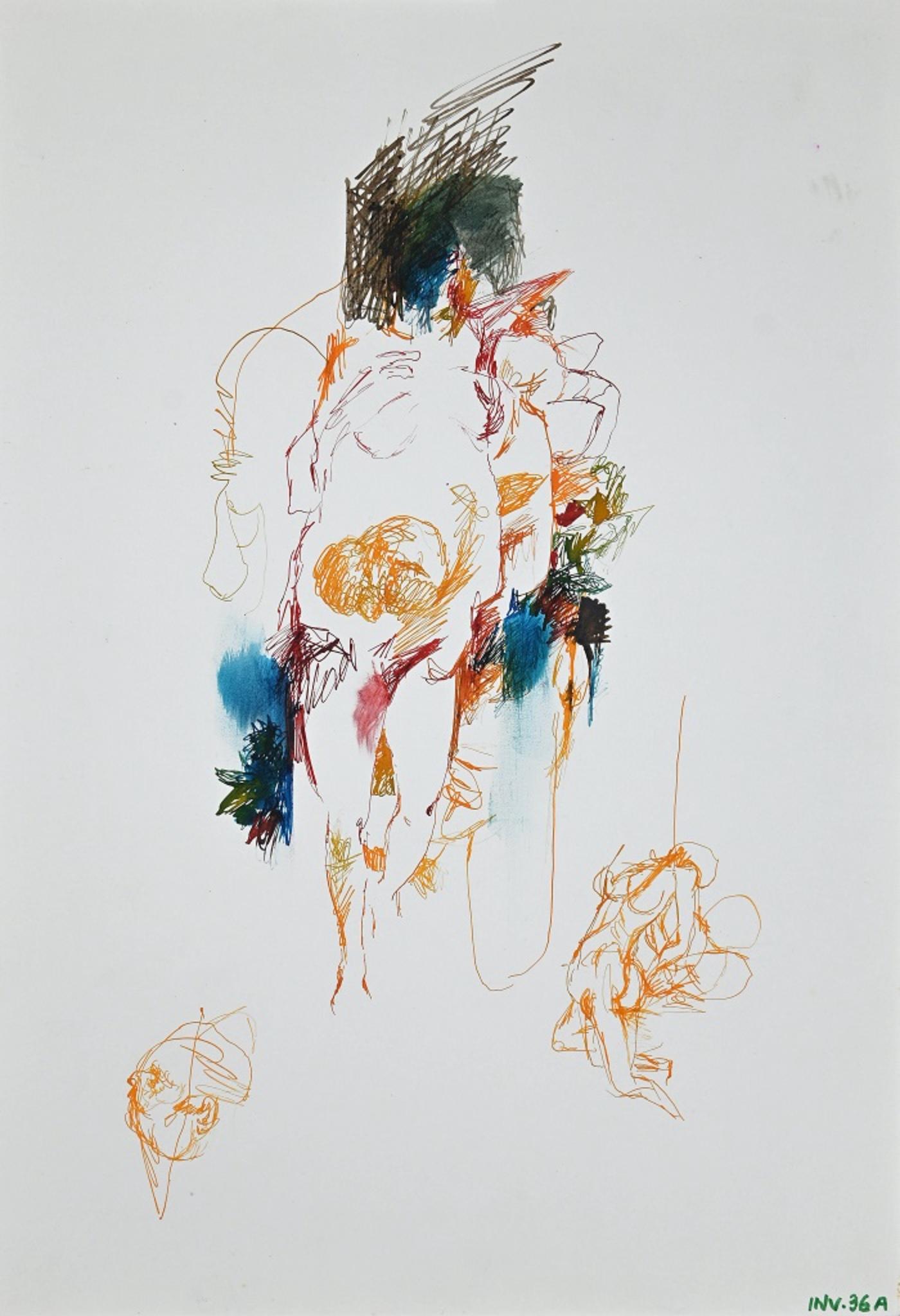 Nudes - Ink Drawing and Watercolor - 1970s