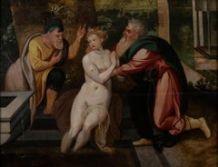 Susanna and the Elders - Original Painting by Circle of F.Floris - 16th Century