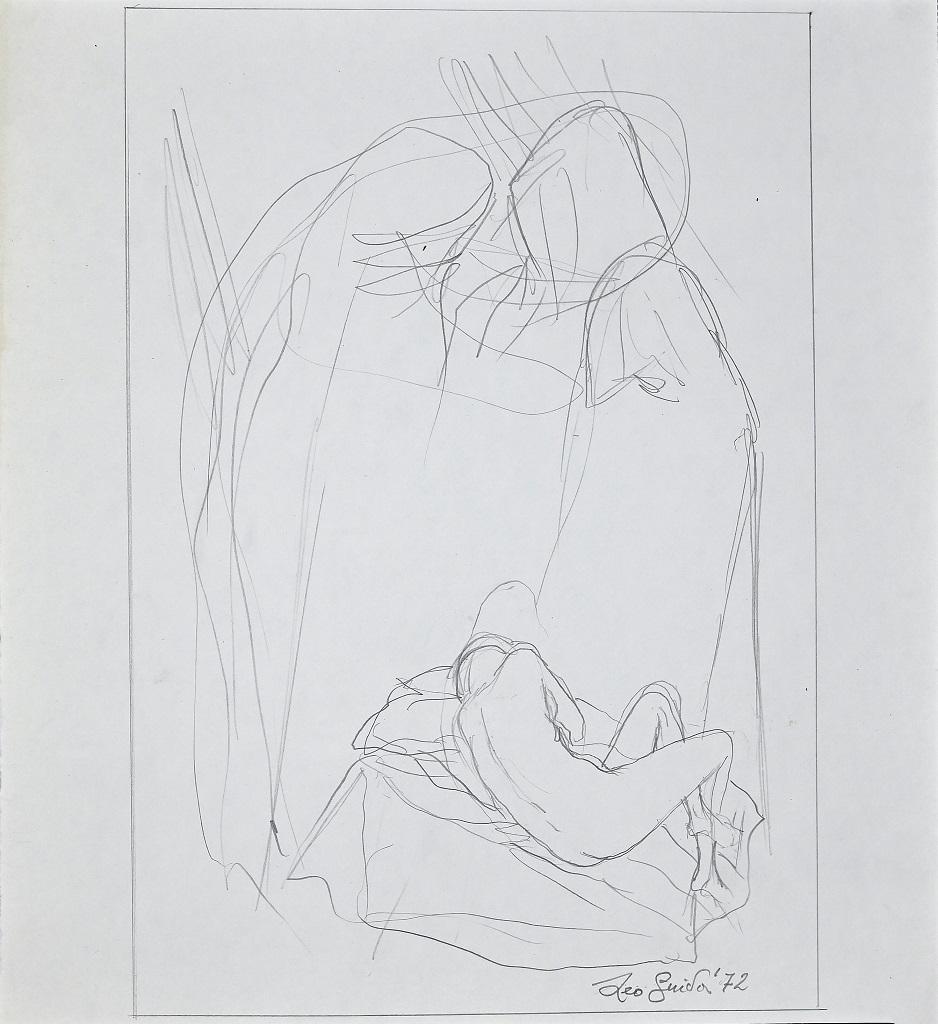 Reclining Nude ist eine Original-Bleistiftzeichnung des italienischen Künstlers Leo Guida aus dem Jahr 1972.

Handsigniert und datiert mit Bleistift in der unteren rechten Ecke: Leo Guida '72. 

Original-Zeichnung auf Papier. 

Ausgezeichnete