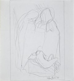 Nudo reclinato -  Disegno a matita di Leo Guida - 1972