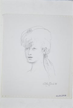 Una chica - Dibujo a lápiz de Leo Guida - 1972