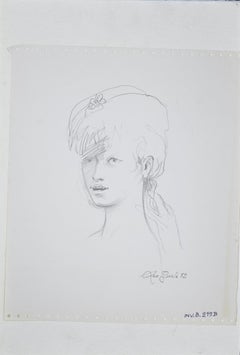 Vintage A Girl - Pencil Drawing by Leo Guida - 1972