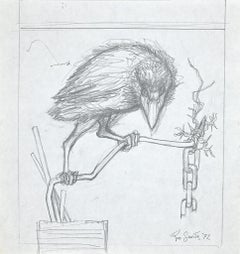 Vintage The Crow - Pencil Drawing by Leo Guida - 1972