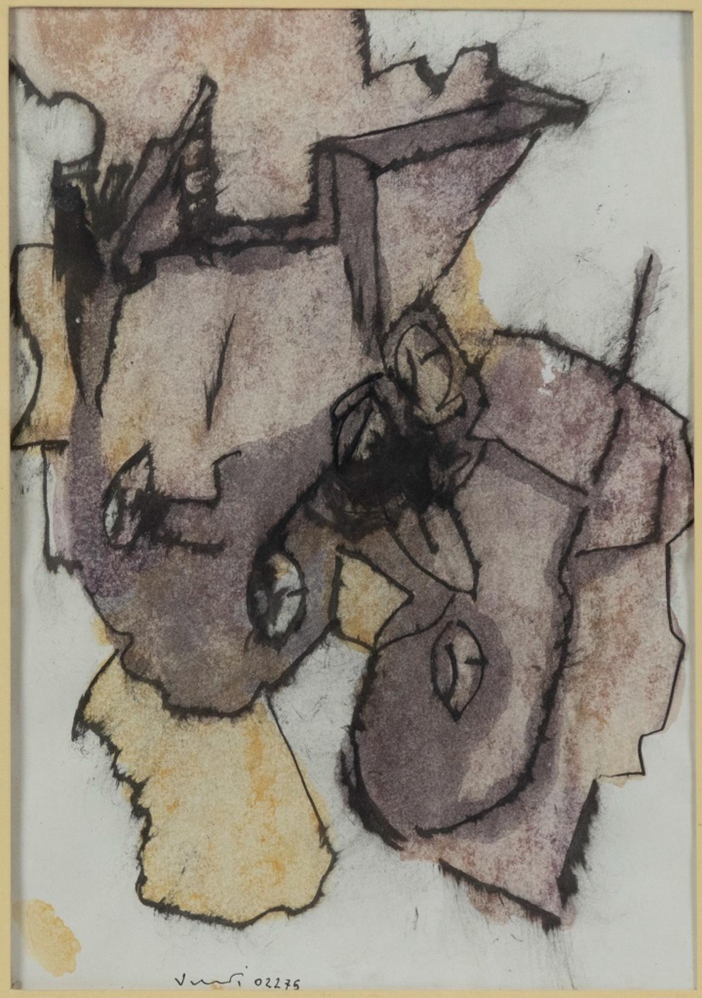 Unknown Abstract Drawing - Towards the End of the Story - Ink and Watercolor Drawing - 1970s