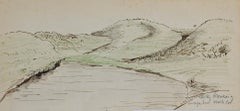 Landscape - Ink and Pastel Drawing - Mid-20th Century