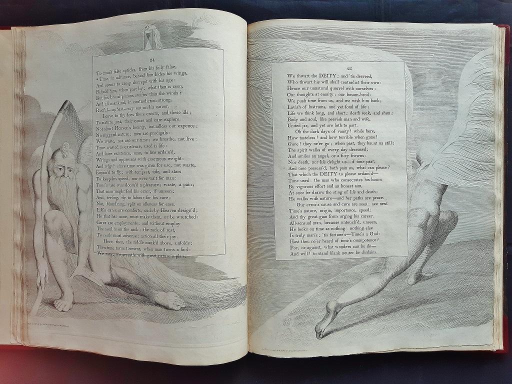 Night Thoughts ist ein modernes, seltenes Originalbuch, das von Edward Young (1683 - 1765) geschrieben und von Sir William Blake (London, 1757 - London, 1827) 1797 gestochen wurde.

Es umfasst eine Folge von 68 Original-Radierungen.

Format: groß