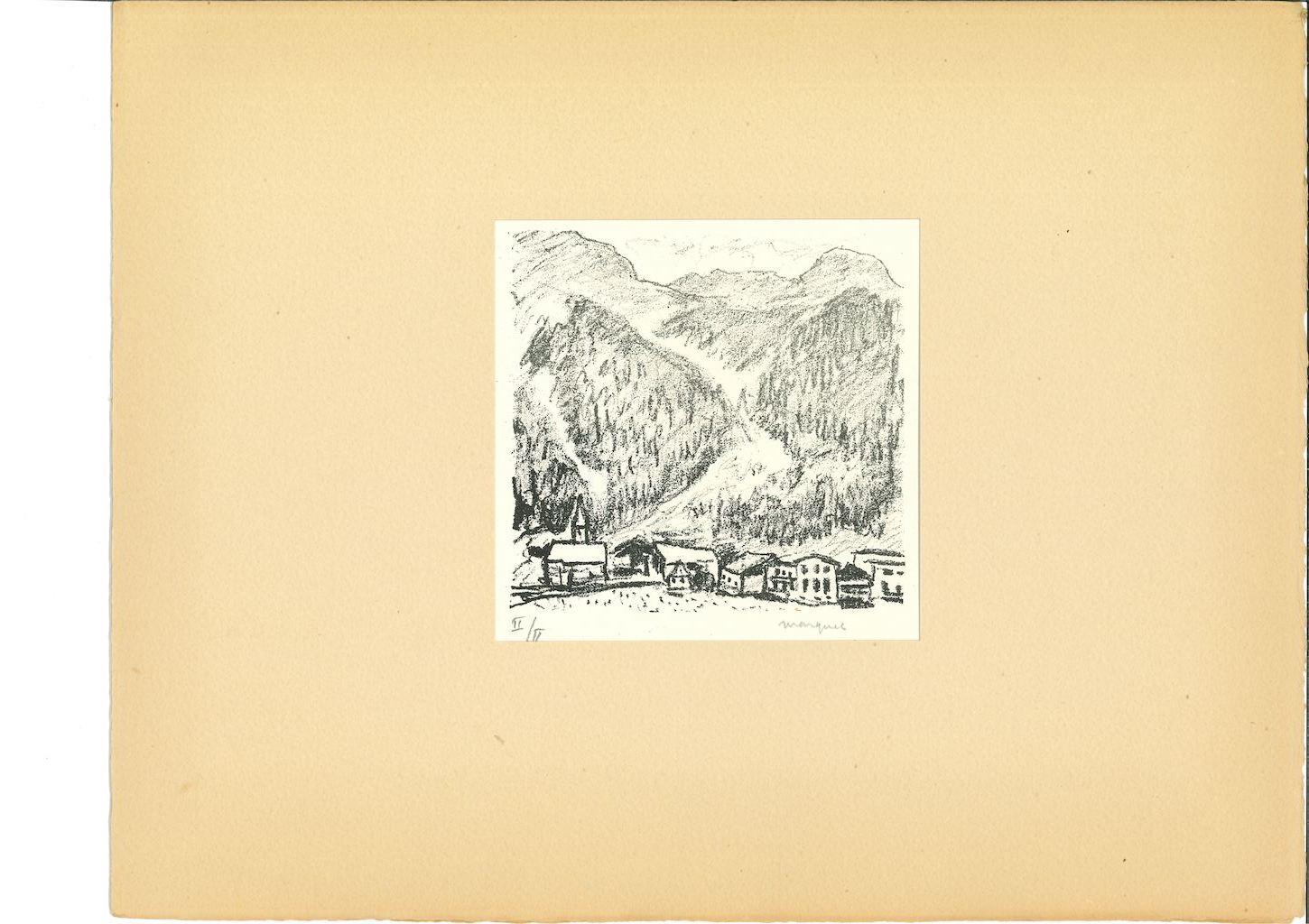 Mountains of Canton Grigioni is a beautiful lithograph on ivory-colored paper, realized by Albert Marquet (Bordeaux, 1875 - Paris,1947).

Hand-signed in pencil on the lower right margin. Numbered in Roman numerals on the lower left in pencil, II/II