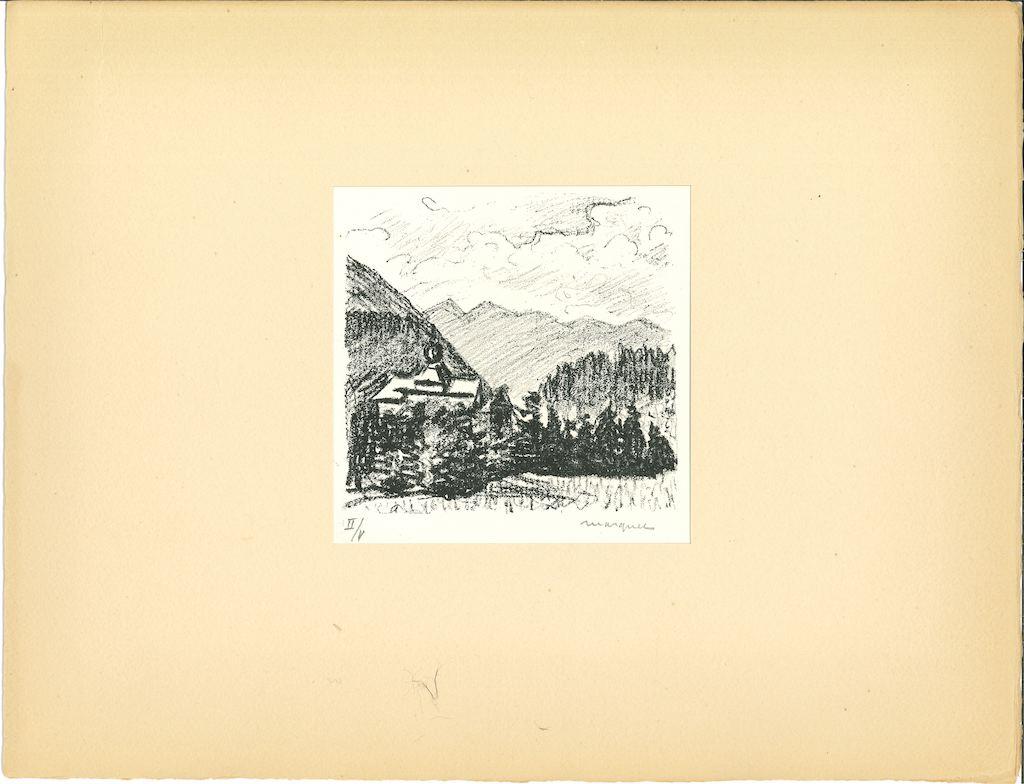  Albert Marquet Landscape Print - Mountains in Canton Grigioni - Lithograph by A.Marquet - Early 20th Century