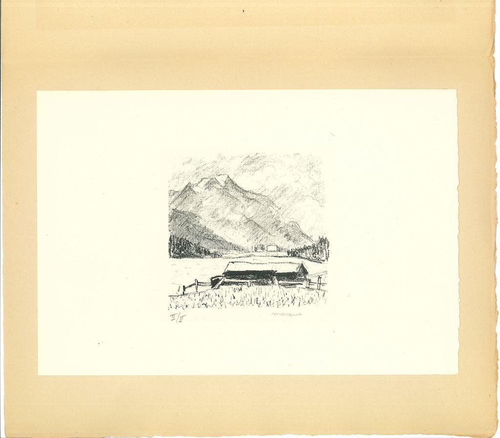Mountain of Canton Grigioni is a beautiful lithograph on ivory-colored paper, realized by Albert Marquet (Bordeaux, 1875 - Paris,1947).

Hand-signed in pencil on the lower right margin. Numbered in Roman numerals on the lower left in pencil, II/V