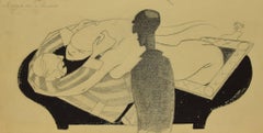 Embracing the Death -  Ink by Adolf Reinhold Hallman - 1936
