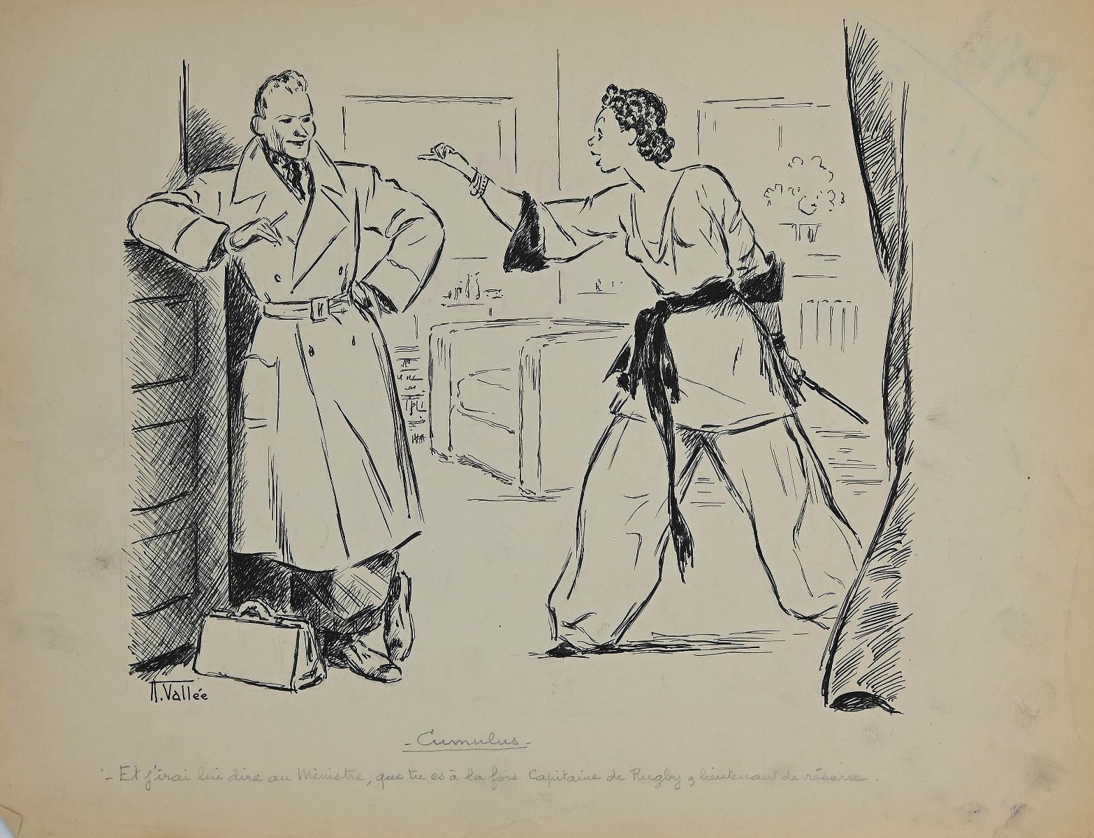 Figurative Art Unknown - Cumulus - Dessin à l'encre d'origine - années 1930