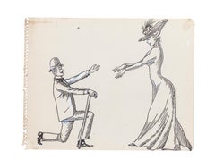 Gallant scene - Original Ink Drawing - Early 20th Century
